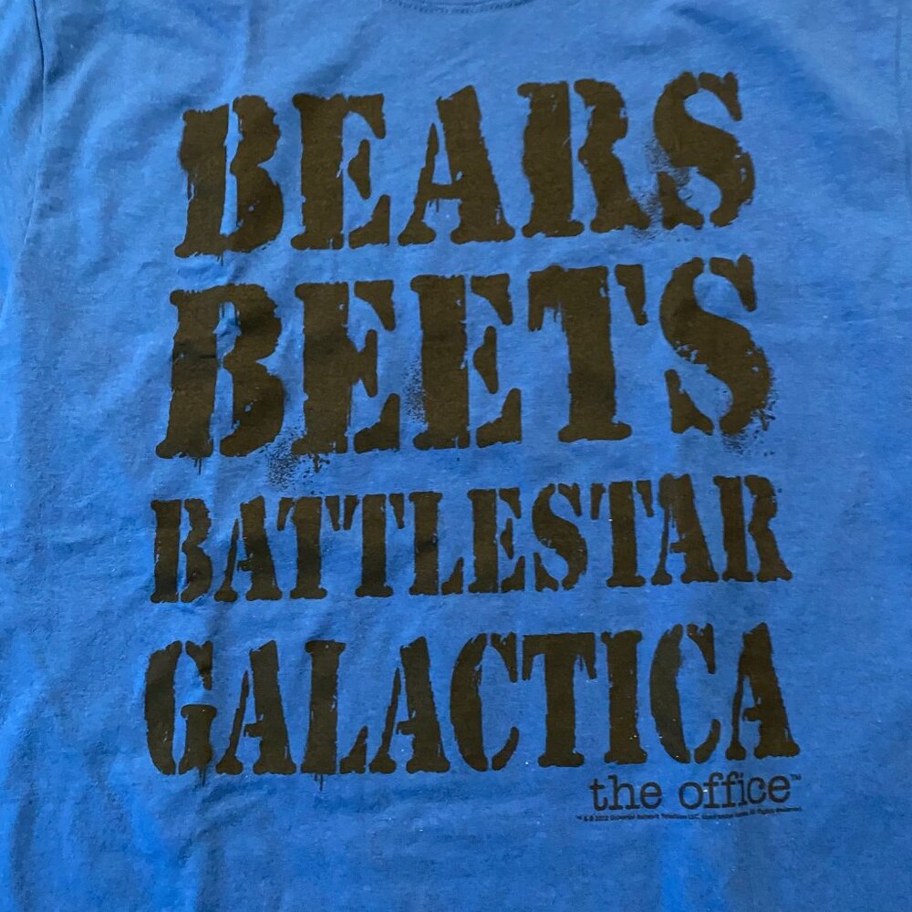 Vintage Office Shirt Dwight Shrute Bears Beets Battlestar Galactica Medium View 2